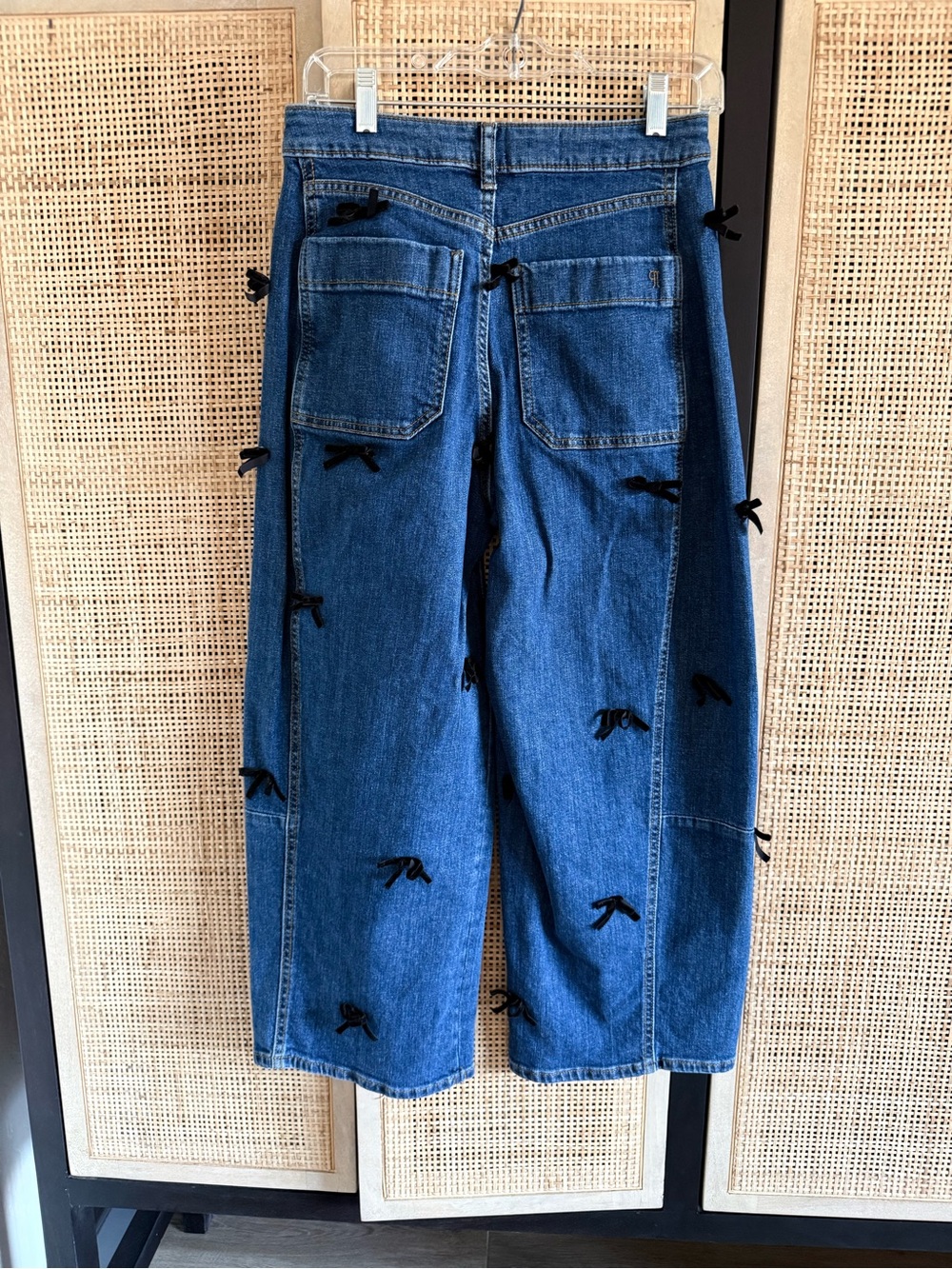 Pilcro Blue Barrel Jeans with Black Bows - Picture 2 of 10